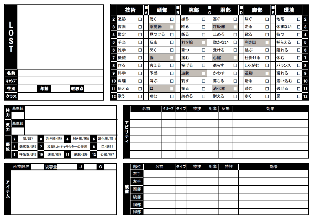 キャラクターシート